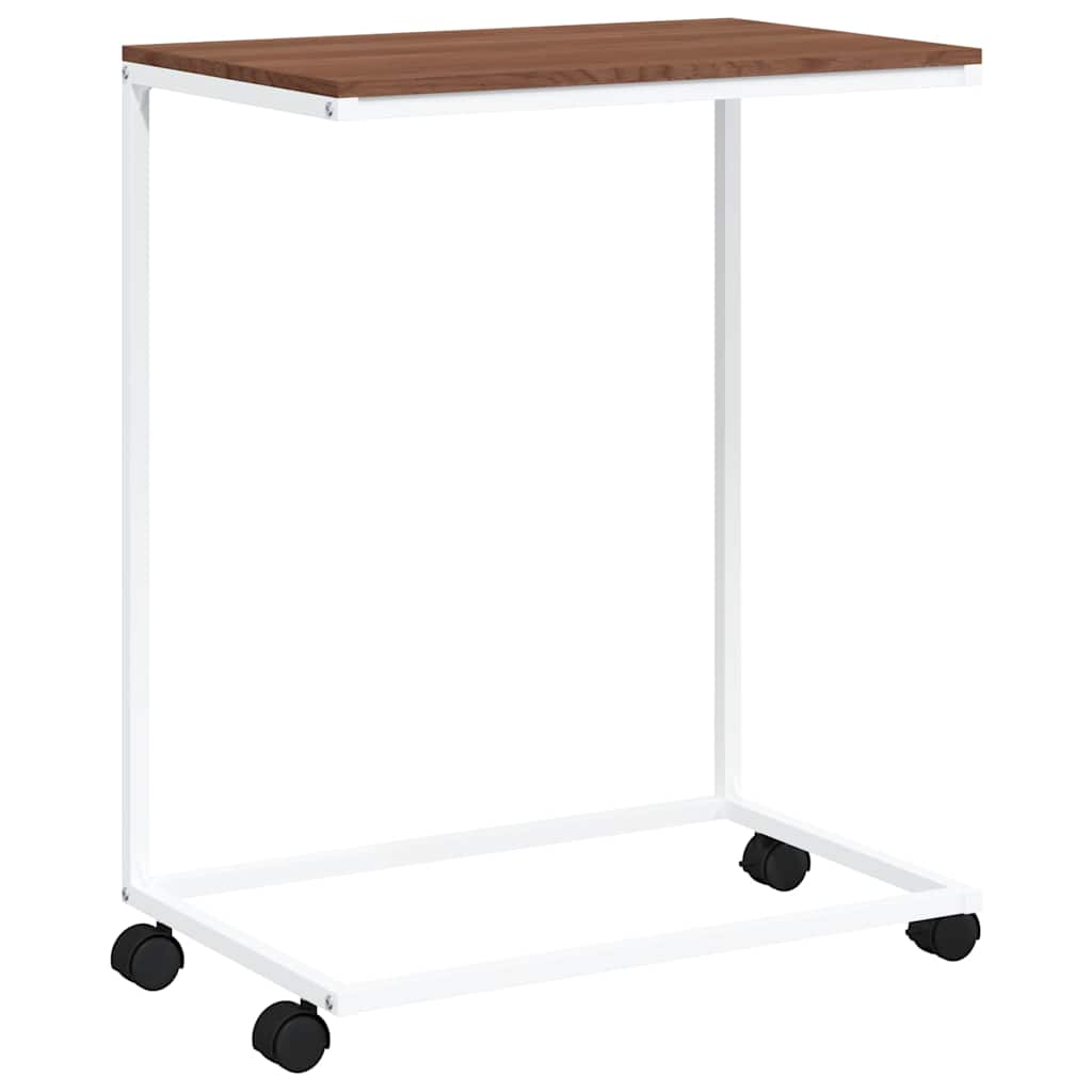 Beistelltisch mit Rollen Weiß 55x35x70 cm Holzwerkstoff