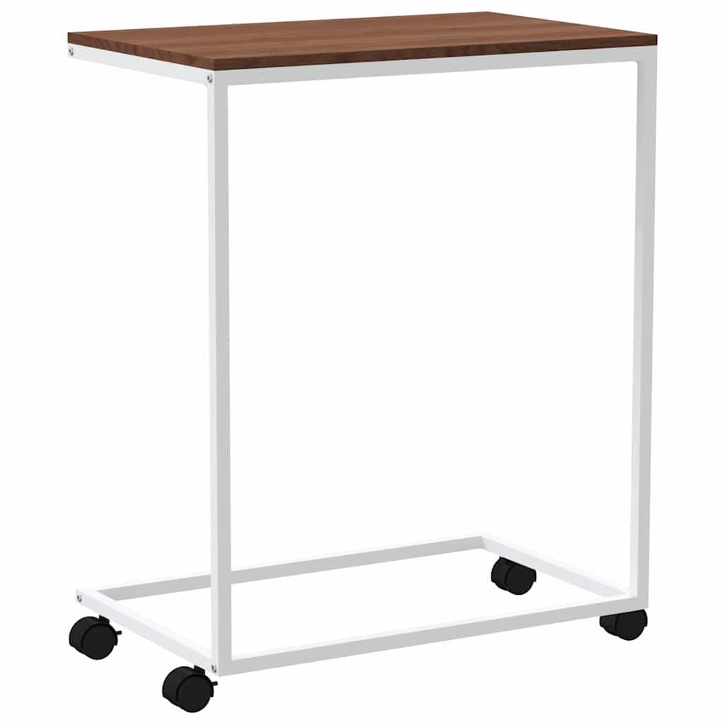 Beistelltisch mit Rollen Weiß 55x35x70 cm Holzwerkstoff