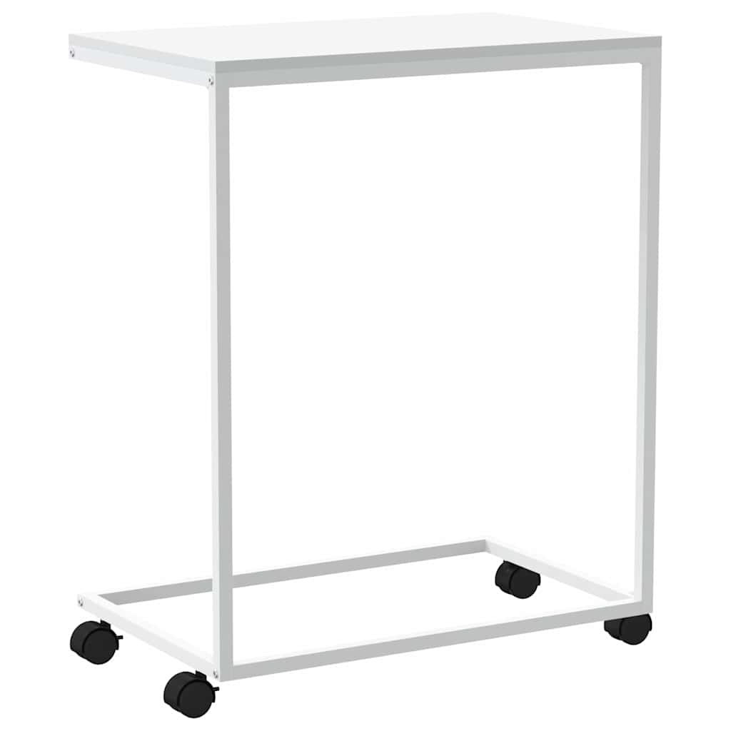 Beistelltisch mit Rollen Weiß 55x35x70 cm Holzwerkstoff