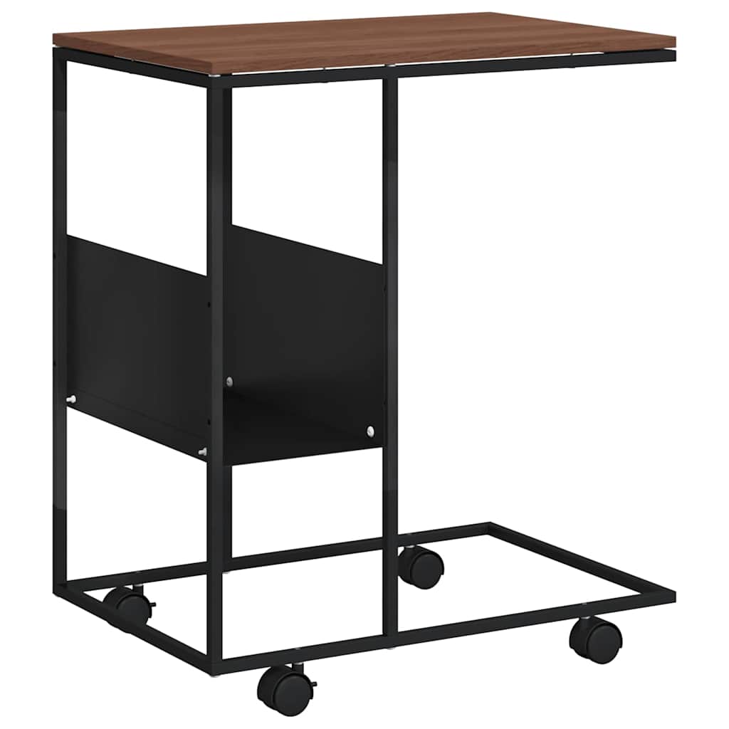 Beistelltisch mit Rollen Schwarz 55x36x63,5 cm Holzwerkstoff