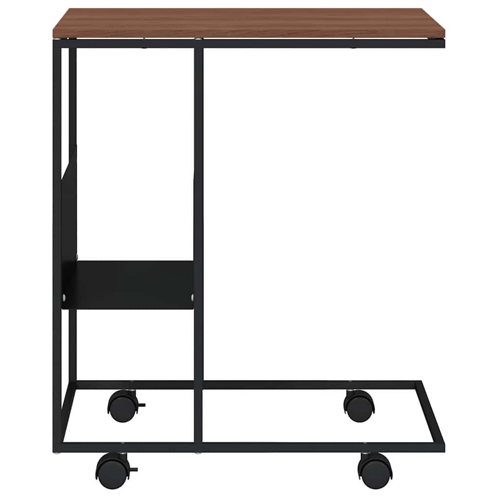 Beistelltisch mit Rollen Schwarz 55x36x63,5 cm Holzwerkstoff