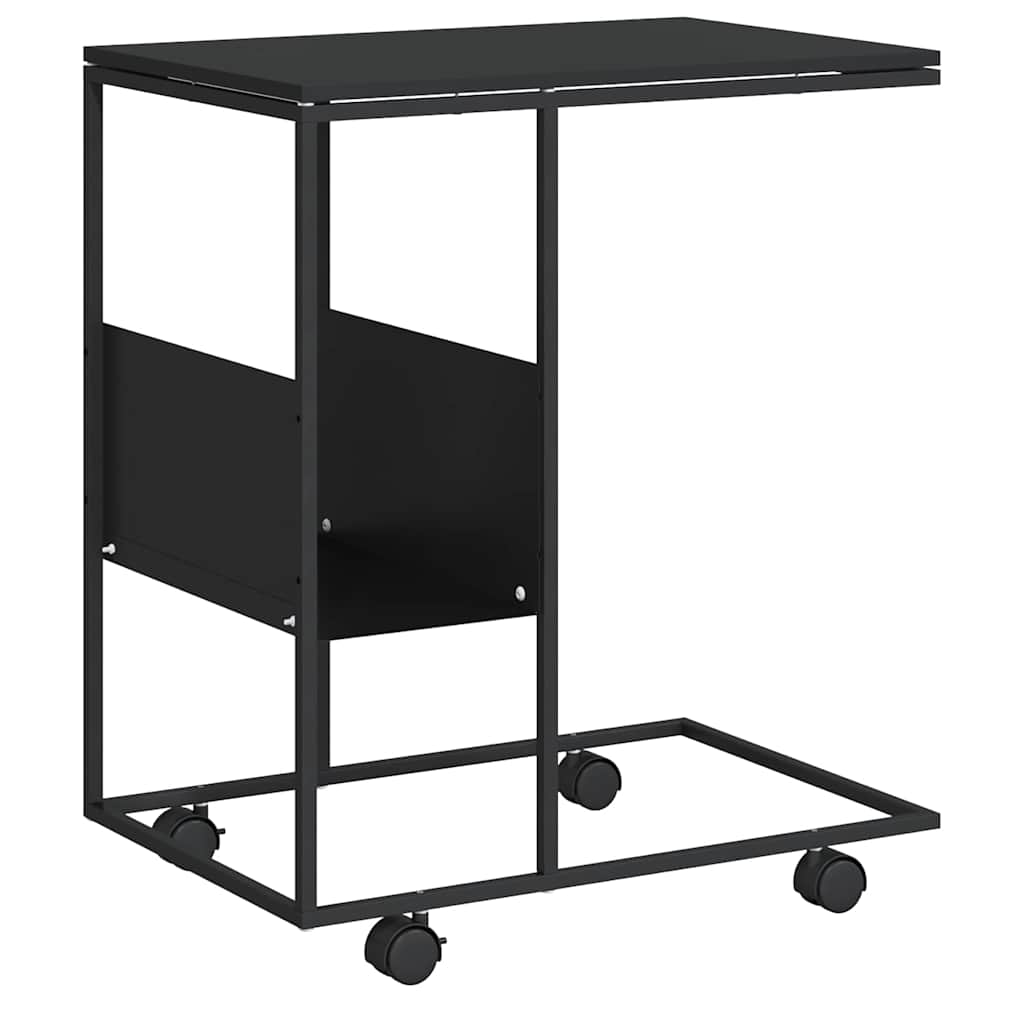 Beistelltisch mit Rollen Schwarz 55x36x63,5 cm Holzwerkstoff