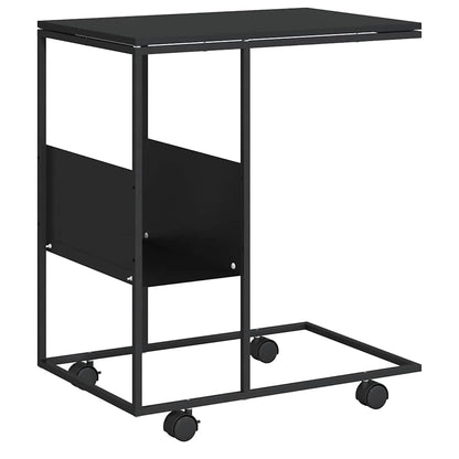 Beistelltisch mit Rollen Schwarz 55x36x63,5 cm Holzwerkstoff