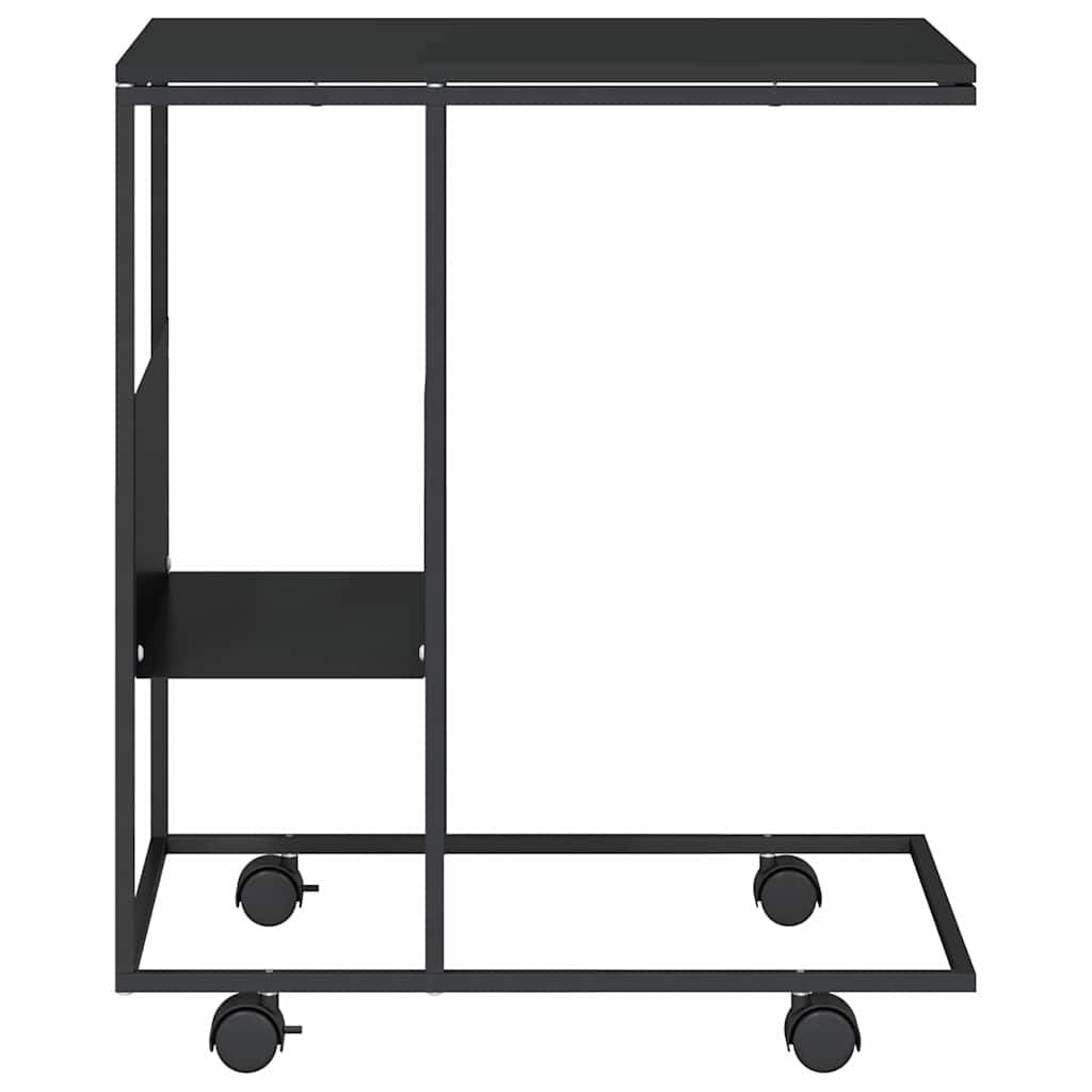 Beistelltisch mit Rollen Schwarz 55x36x63,5 cm Holzwerkstoff