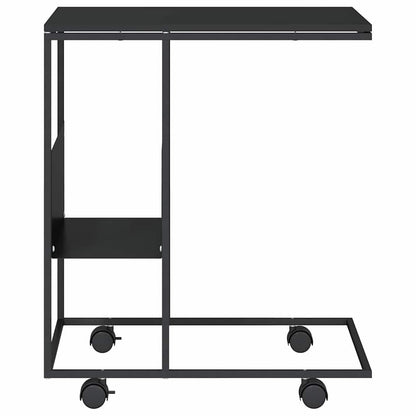 Beistelltisch mit Rollen Schwarz 55x36x63,5 cm Holzwerkstoff