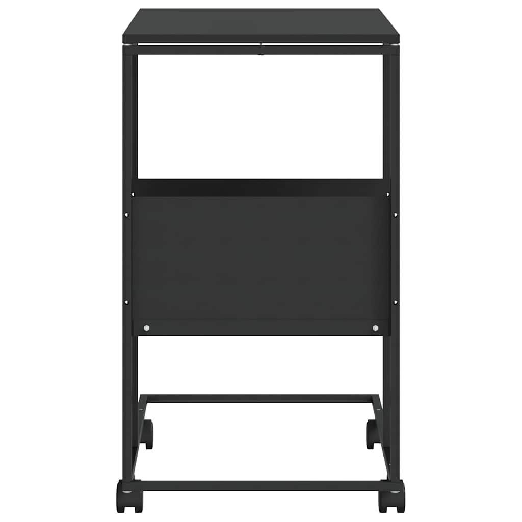 Beistelltisch mit Rollen Schwarz 55x36x63,5 cm Holzwerkstoff