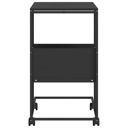 Beistelltisch mit Rollen Schwarz 55x36x63,5 cm Holzwerkstoff