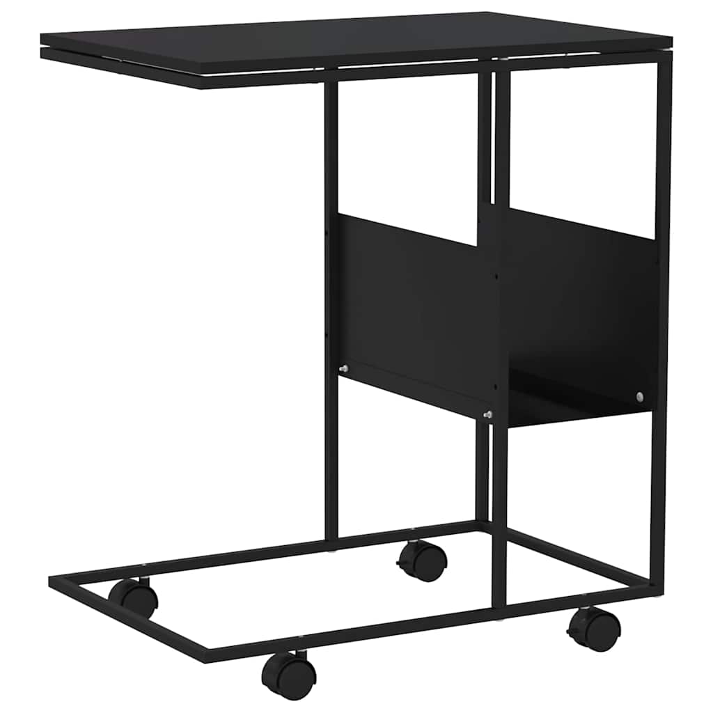 Beistelltisch mit Rollen Schwarz 55x36x63,5 cm Holzwerkstoff