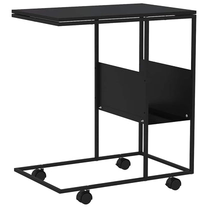 Beistelltisch mit Rollen Schwarz 55x36x63,5 cm Holzwerkstoff