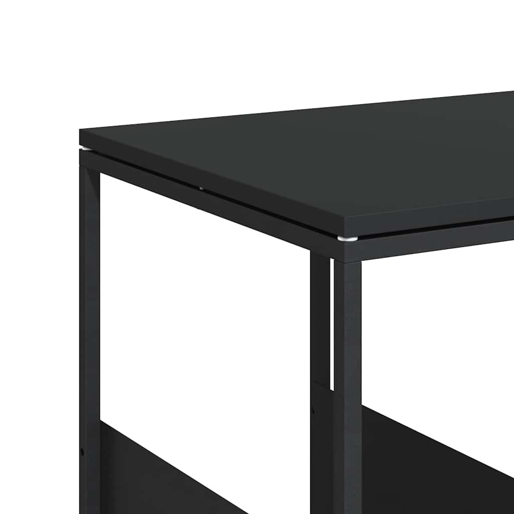 Beistelltisch mit Rollen Schwarz 55x36x63,5 cm Holzwerkstoff