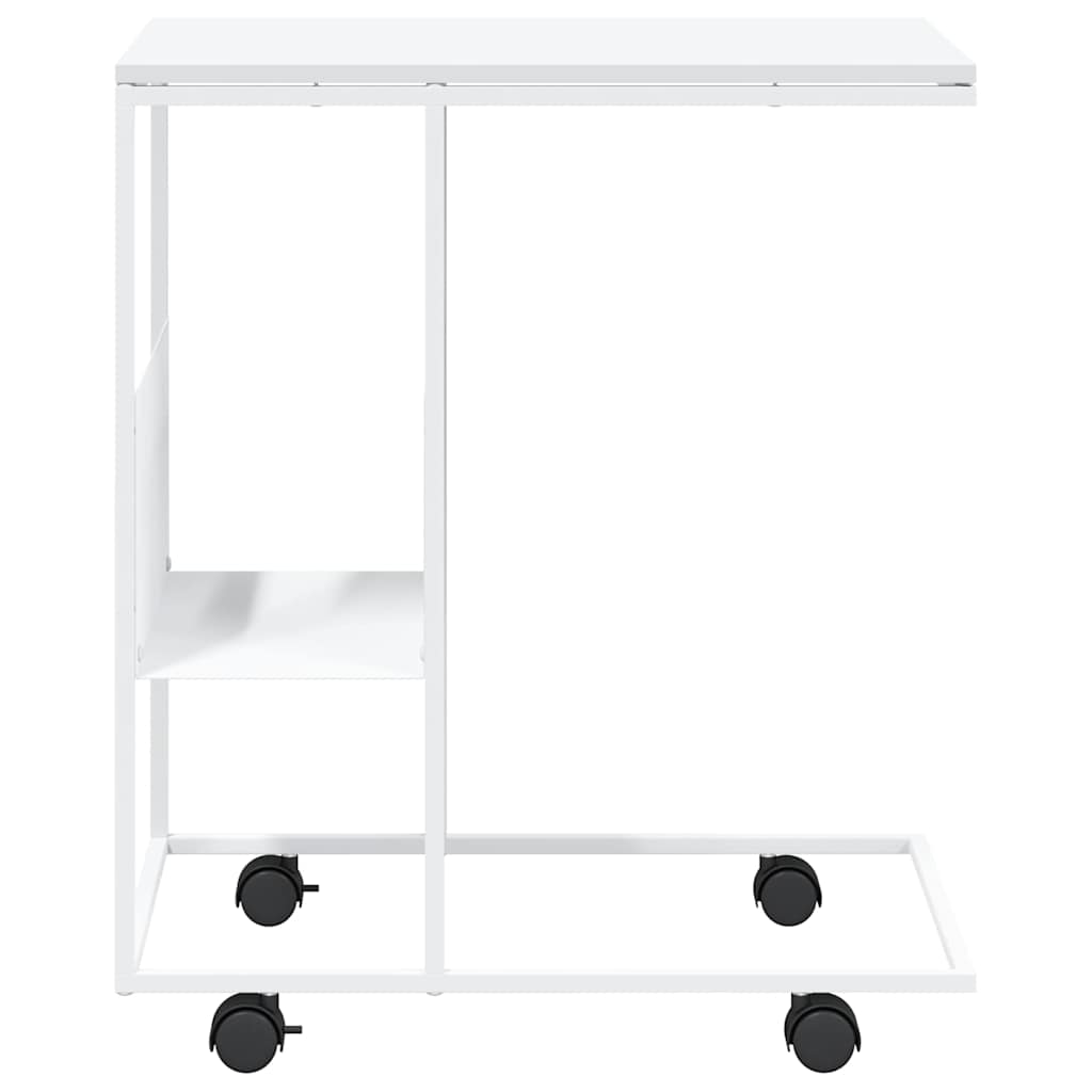 Beistelltisch mit Rollen Weiß 55x36x63,5 cm Holzwerkstoff