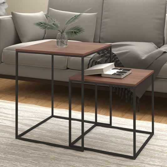 Ensemble de 2 tables basses en bois et métal