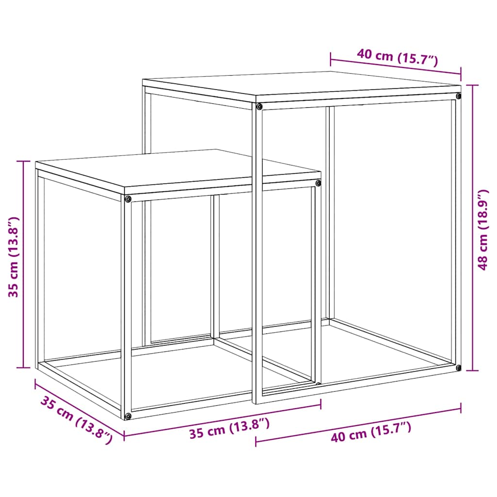 Couchtisch-Set 2-tlg. Holzwerkstoff und Metall