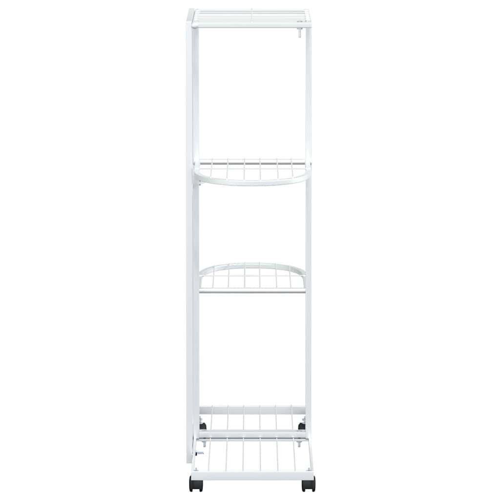 Blumenständer 4-Etagen mit Rollen 44x23x80 cm Weiß Eisen