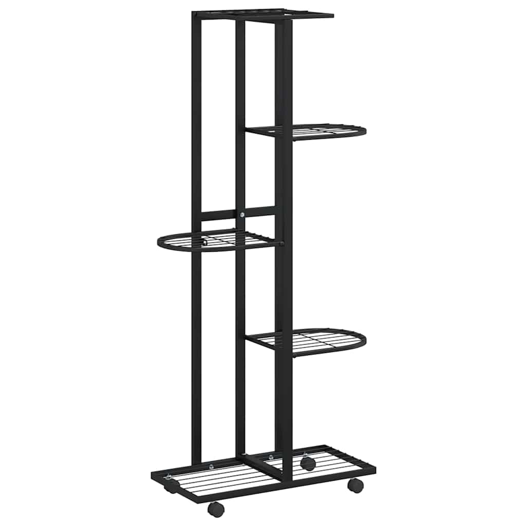 Blumenständer 5-Etagen mit Rollen 44x23x100 cm Schwarz Eisen
