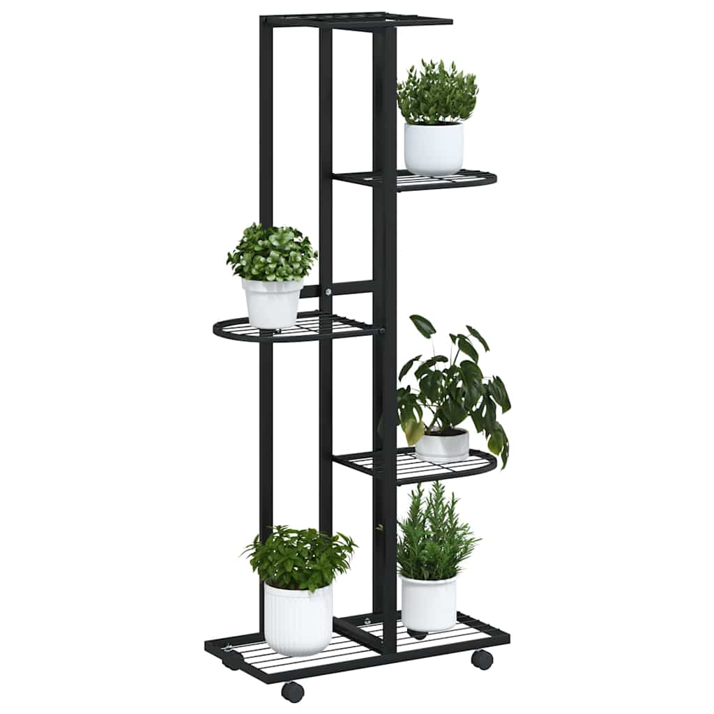 Blumenständer 5-Etagen mit Rollen 44x23x100 cm Schwarz Eisen