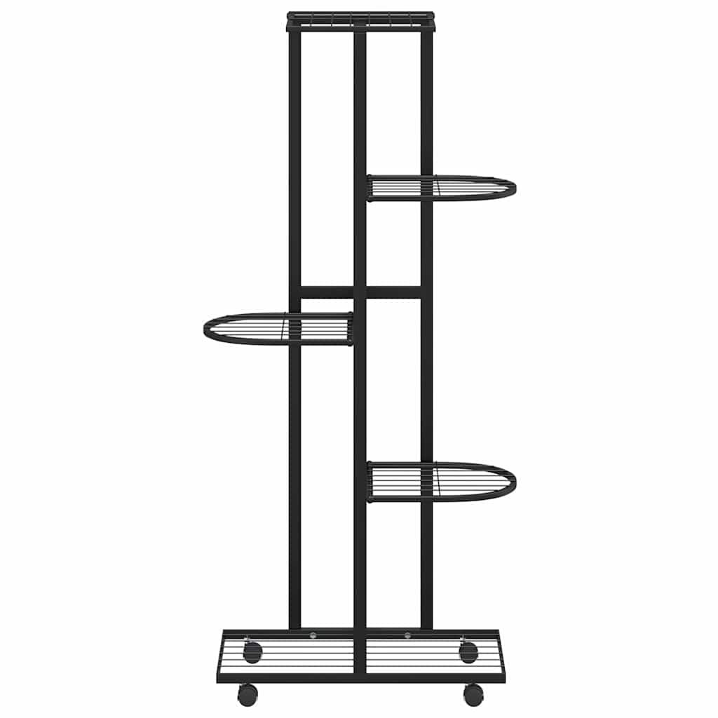 Blumenständer 5-Etagen mit Rollen 44x23x100 cm Schwarz Eisen
