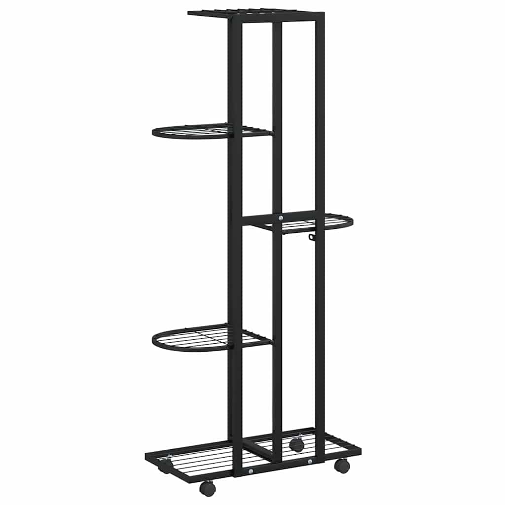 Blumenständer 5-Etagen mit Rollen 44x23x100 cm Schwarz Eisen