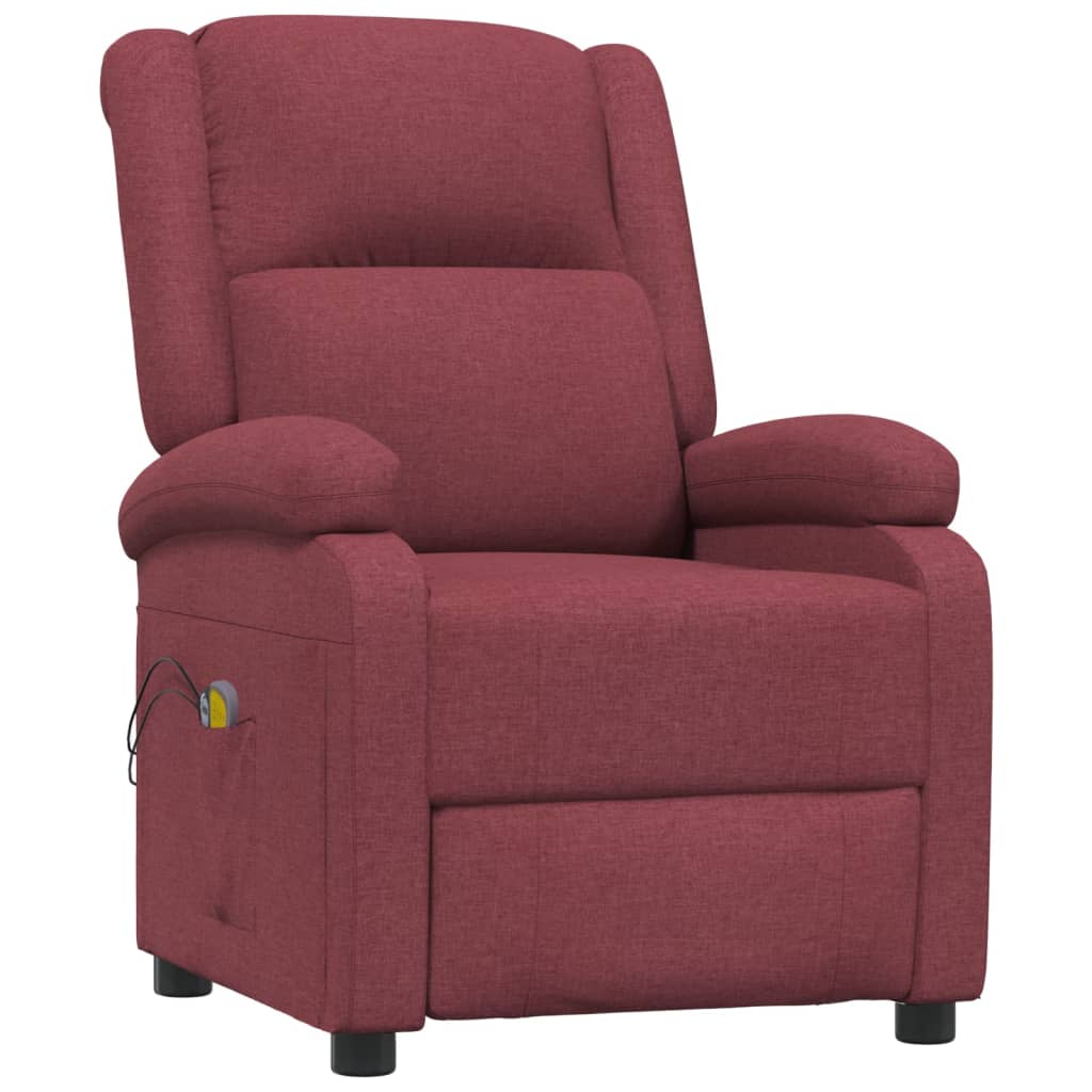 Massagesessel Elektrisch Weinrot Stoff