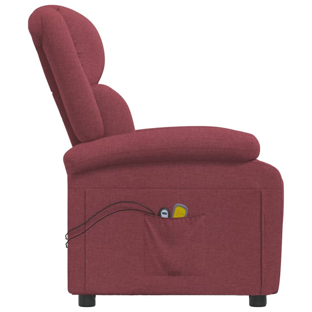 Massagesessel Elektrisch Weinrot Stoff