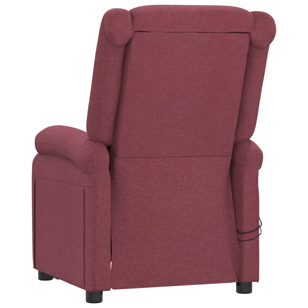 Massagesessel Elektrisch Weinrot Stoff
