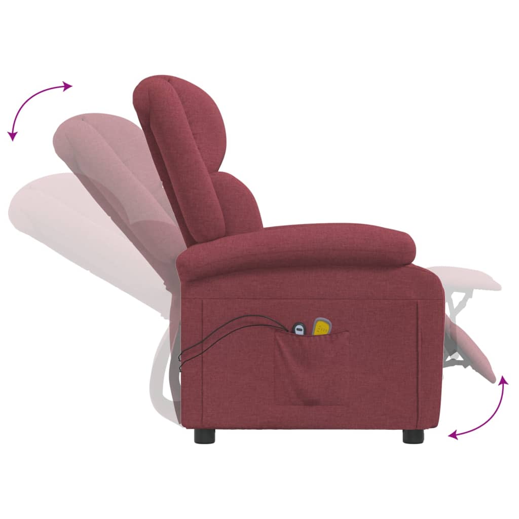 Massagesessel Elektrisch Weinrot Stoff
