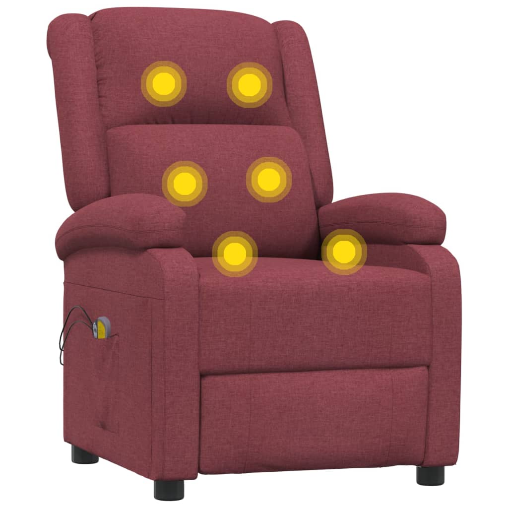 Massagesessel Elektrisch Weinrot Stoff