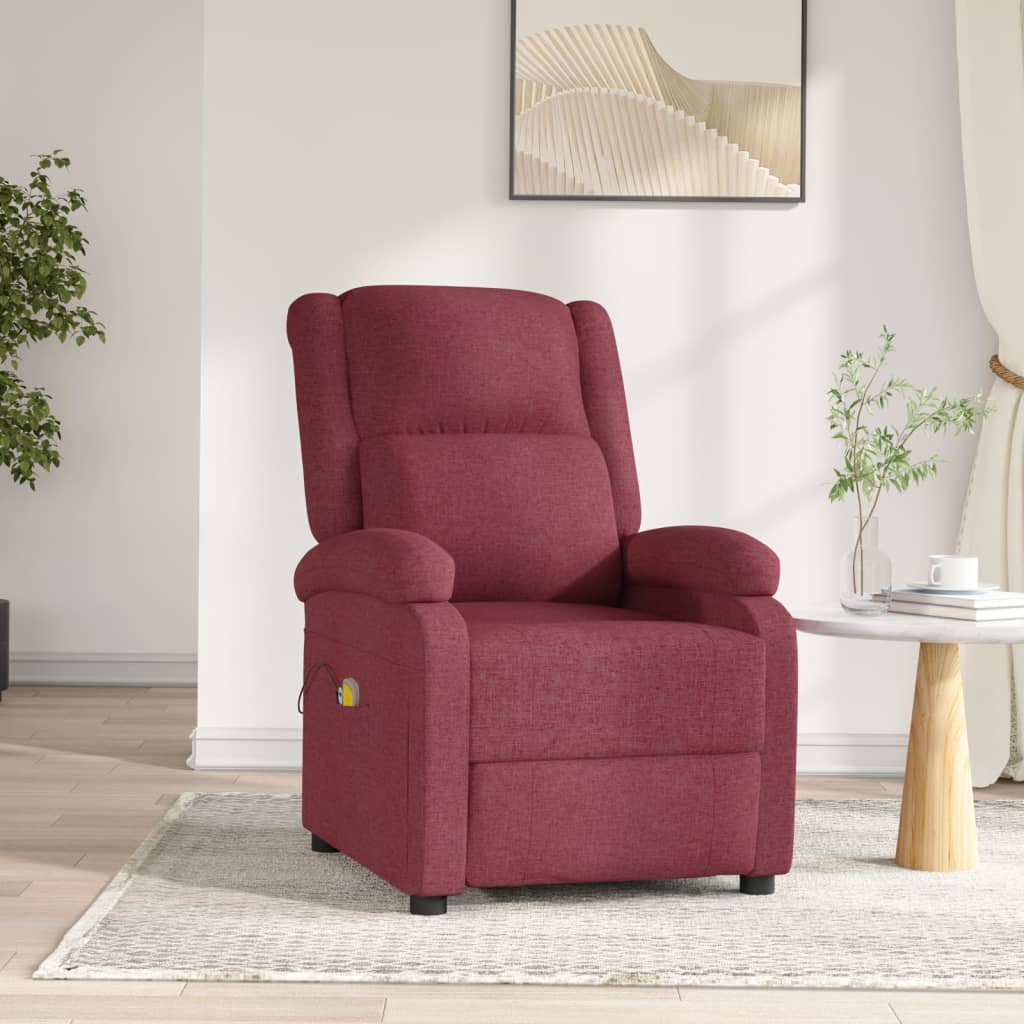 Massagesessel Elektrisch Weinrot Stoff
