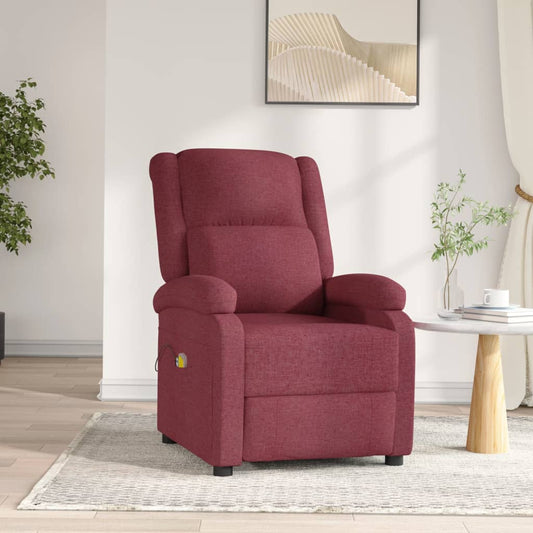 Massagesessel Elektrisch Weinrot Stoff