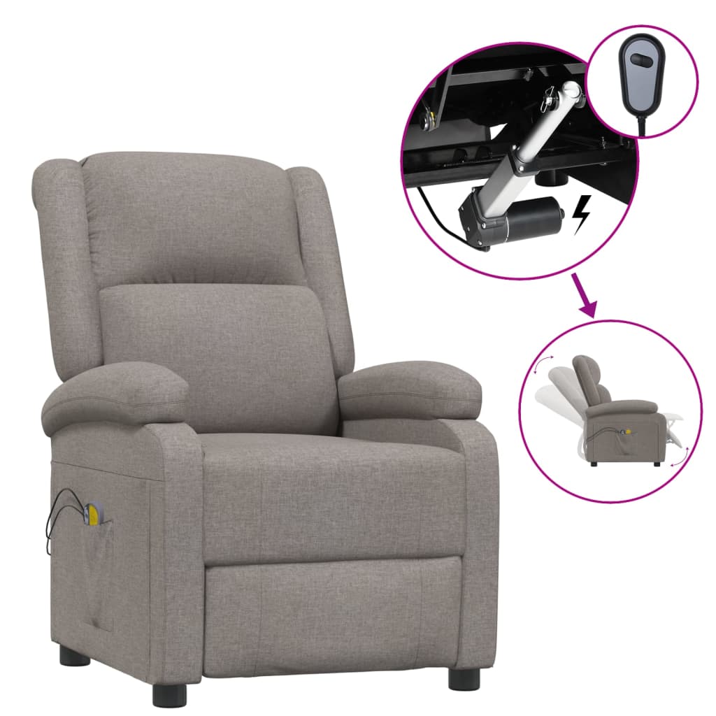 Massagesessel Elektrisch Taupe Stoff