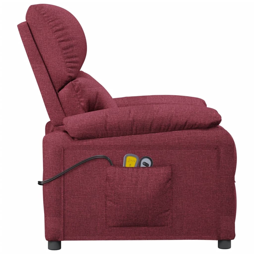 Massagesessel Elektrisch Weinrot Stoff