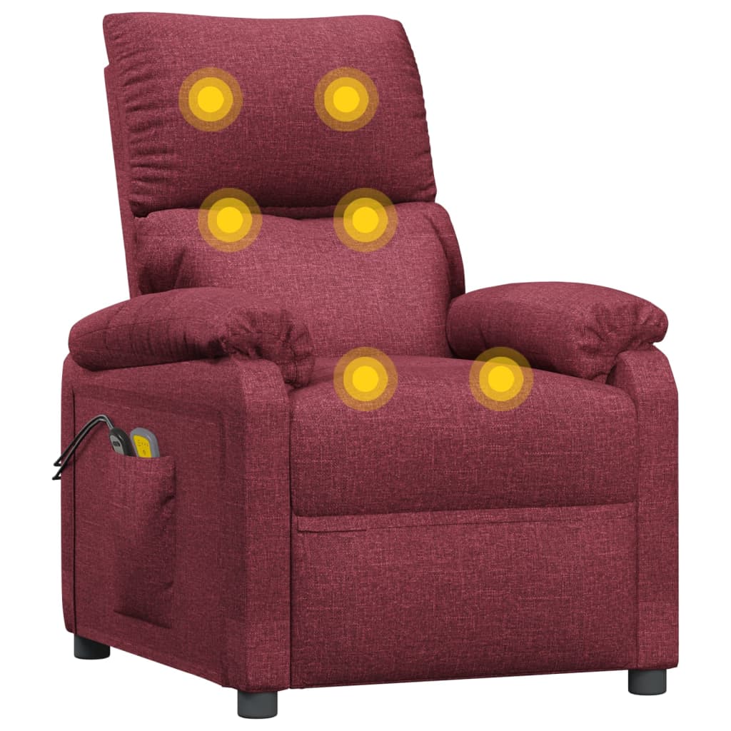 Massagesessel Elektrisch Weinrot Stoff
