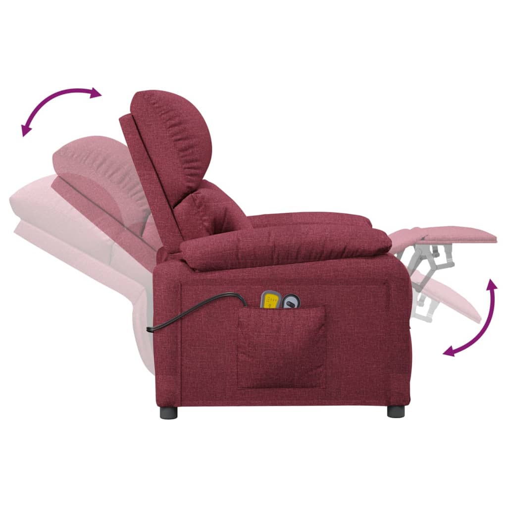 Massagesessel Elektrisch Weinrot Stoff