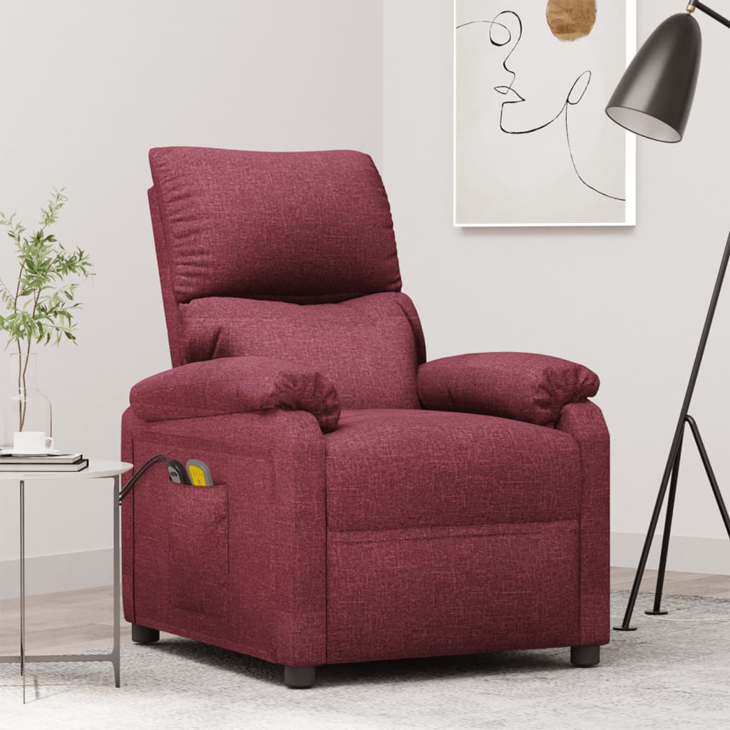 Massagesessel Elektrisch Weinrot Stoff