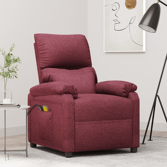 Massagesessel Elektrisch Weinrot Stoff