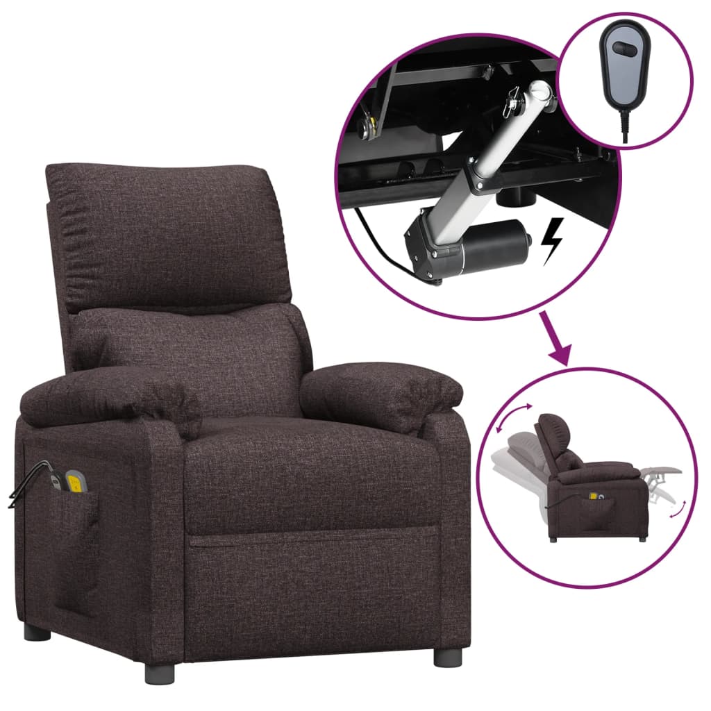 Massagesessel Elektrisch Dunkelbraun Stoff