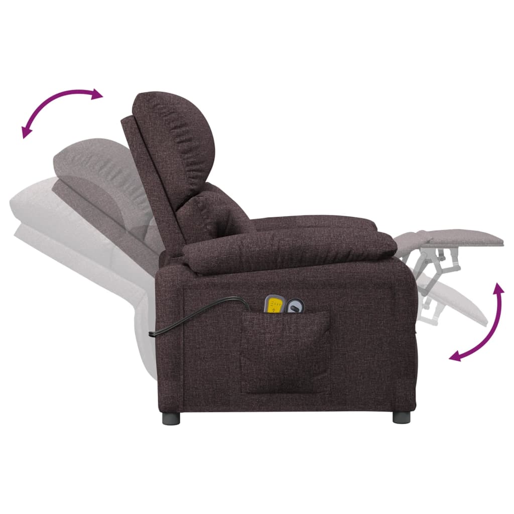 Massagesessel Elektrisch Dunkelbraun Stoff