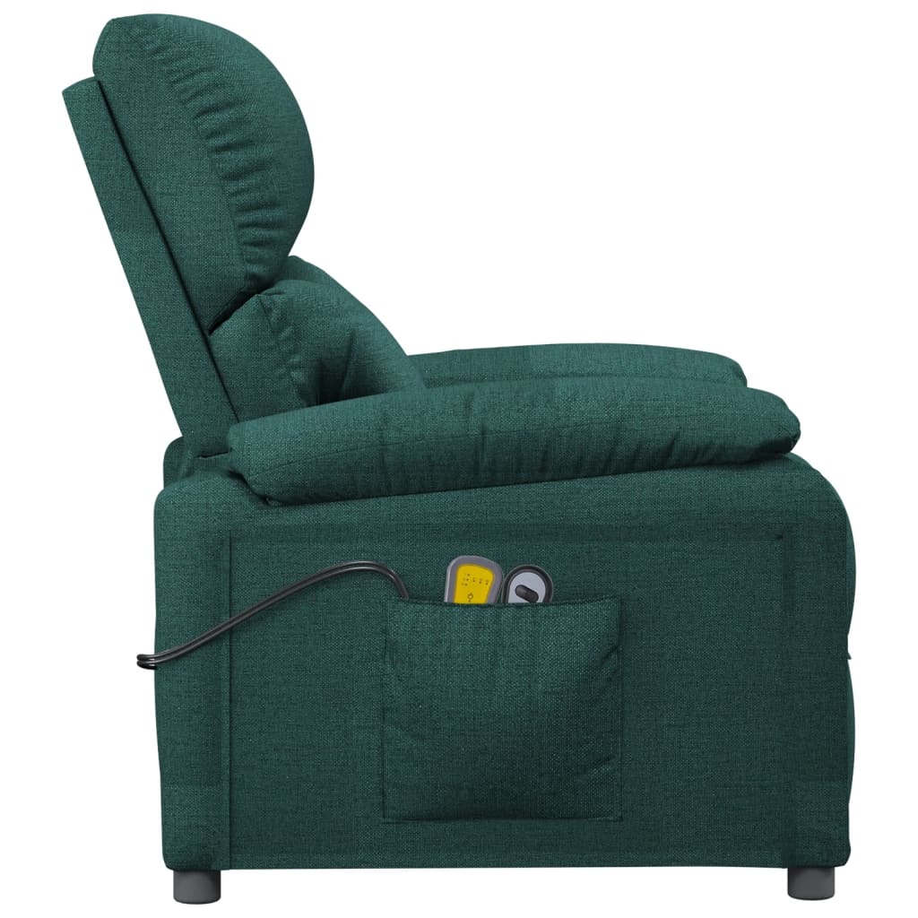 Elektrischer Massagesessel Dunkelgrün Stoff