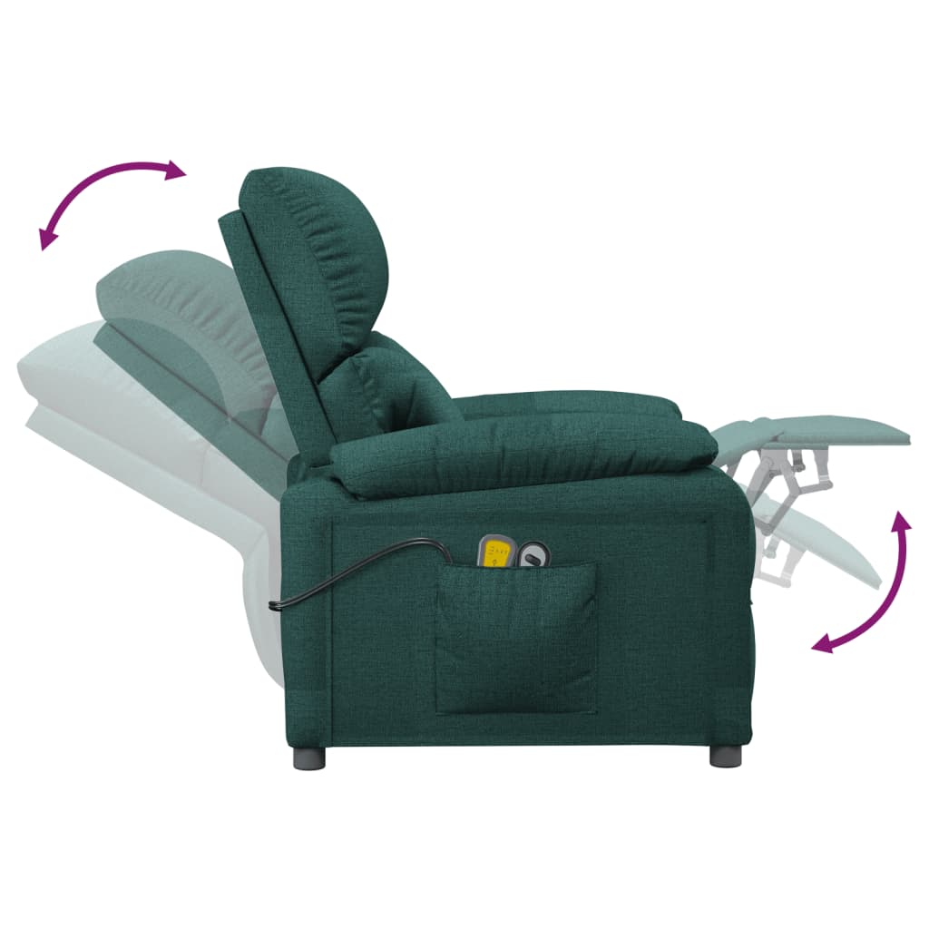 Elektrischer Massagesessel Dunkelgrün Stoff