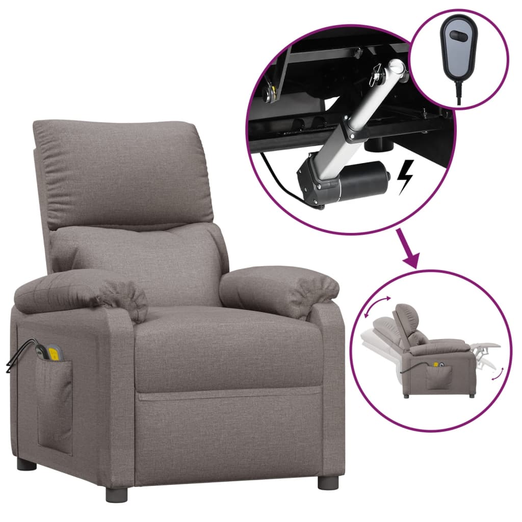 Massagesessel Elektrisch Taupe Stoff
