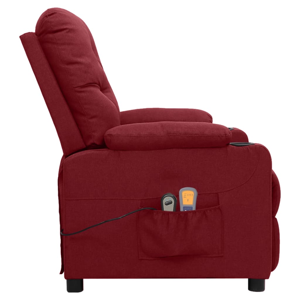 Massagesessel Elektrisch Weinrot Stoff