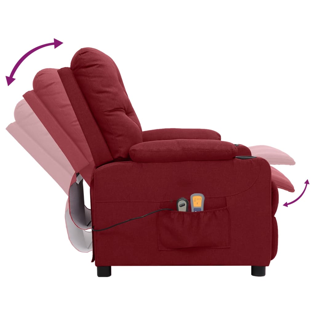 Massagesessel Elektrisch Weinrot Stoff
