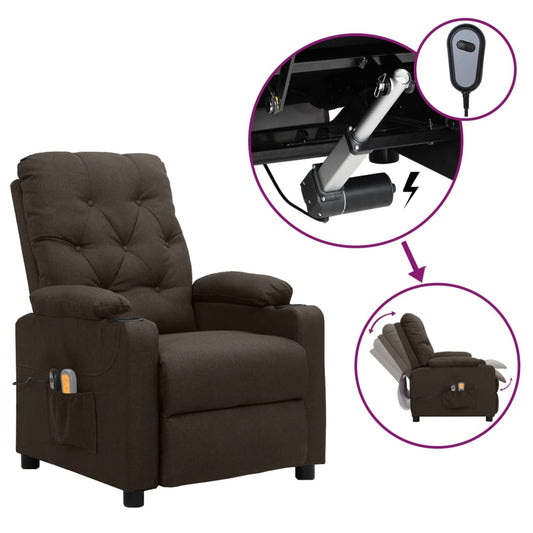 Massagesessel Elektrisch Dunkelbraun Stoff