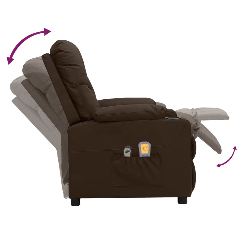 Massagesessel Elektrisch Braun Kunstleder
