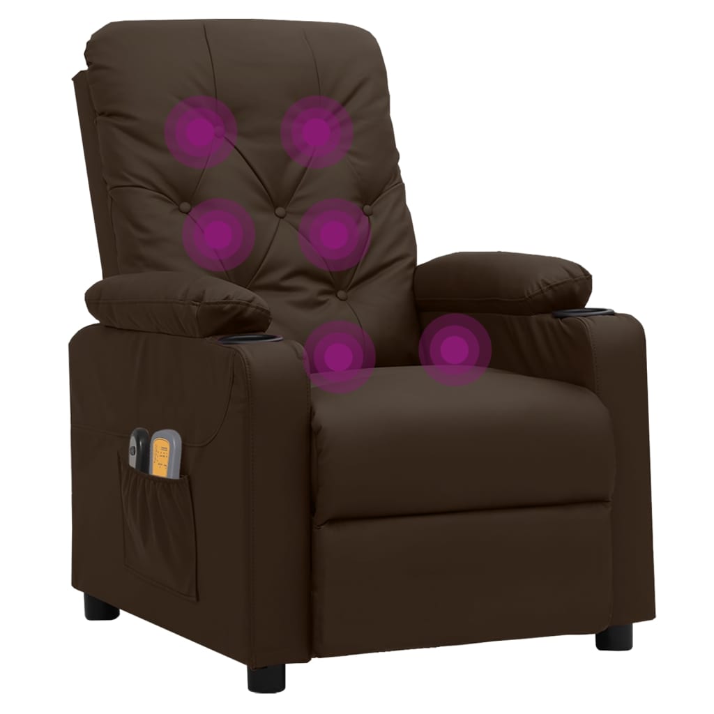 Massagesessel Elektrisch Braun Kunstleder