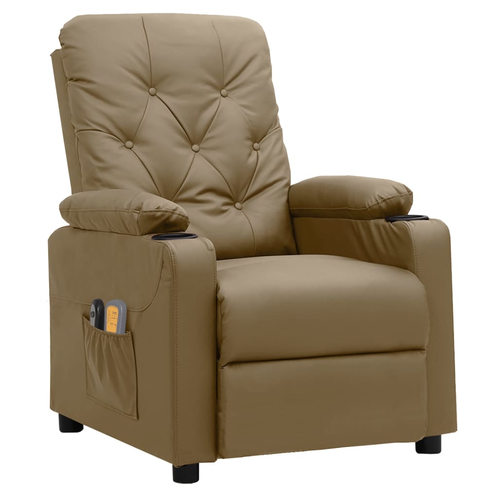 Massagesessel Elektrisch Cappuccino-Braun Kunstleder