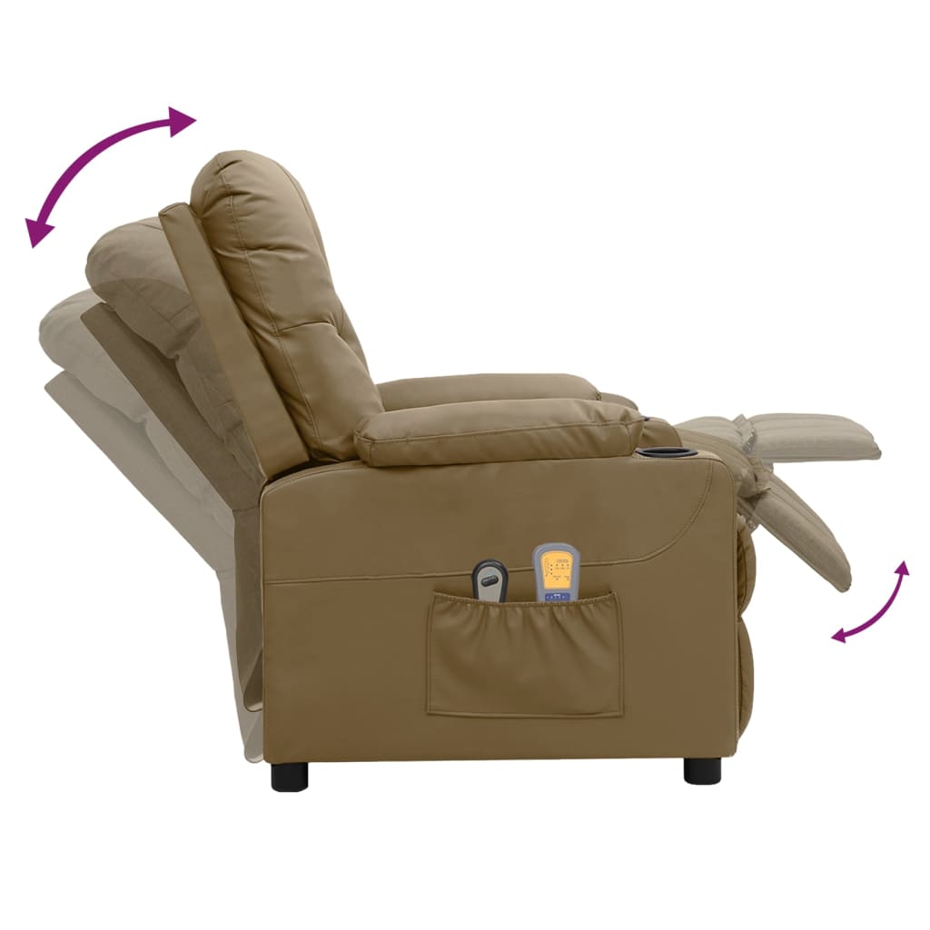 Massagesessel Elektrisch Cappuccino-Braun Kunstleder
