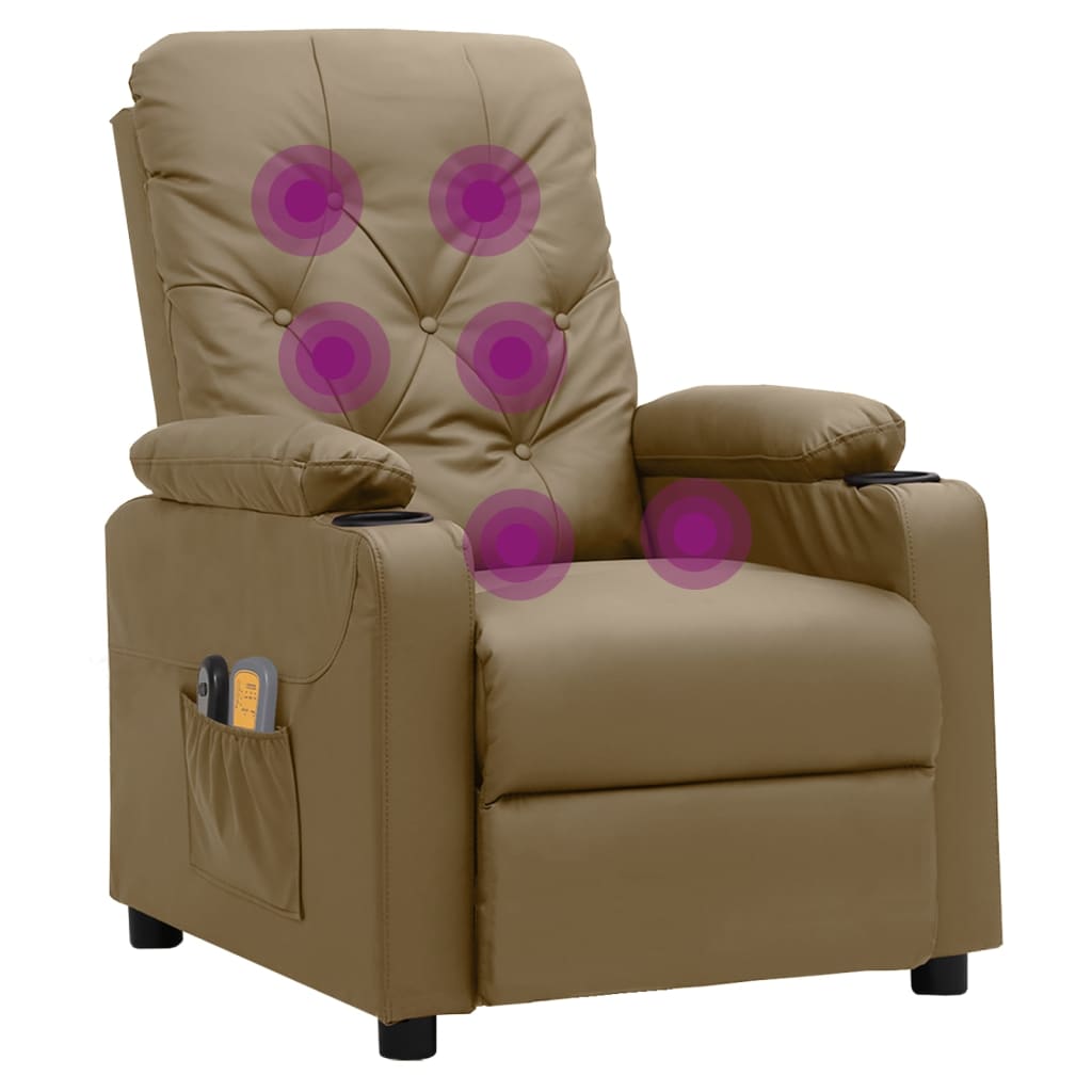 Massagesessel Elektrisch Cappuccino-Braun Kunstleder
