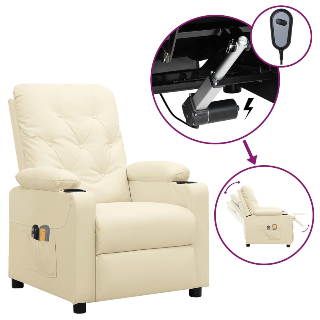 Massagesessel Elektrisch Creme Kunstleder