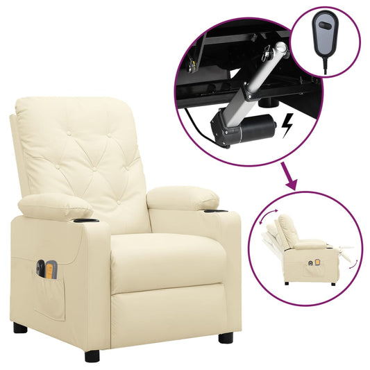 Massagesessel Elektrisch Creme Kunstleder